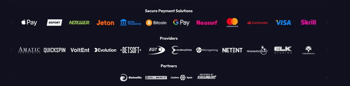 Spinscasino withdrawal section showing payout options and limits